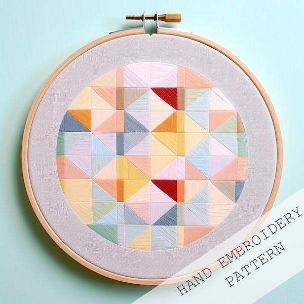 Colorful Geometry, Vibrant Stitches, Geometric Embroidery, Rainbow Threads, Bright Geometry, Color Pop Stitching, Bold Embroidery, printable