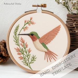 Hummingbird Hand Embroidery Pattern, Beginner Thread Painting, Artistic ...