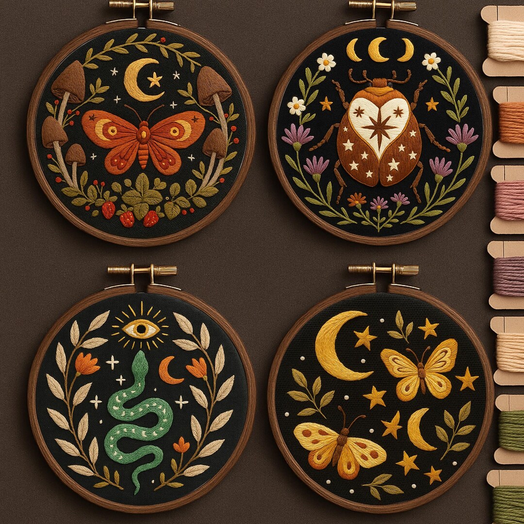 Celestial Insects Hand Embroidery Patterns: DIY Magical Design, Slow ...
