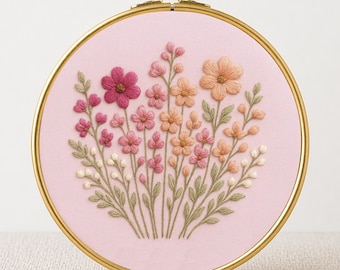 Wildflower Hand Embroidery Pattern, Floral Bouquet Template (PDF Pattern)