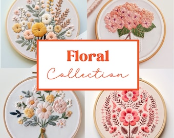 MINI BUNDLE PACK! Floral Embroidery Patterns, All Current And Future Designs, Floral Collection, Lifetime Access, Hand Embroidery patterns