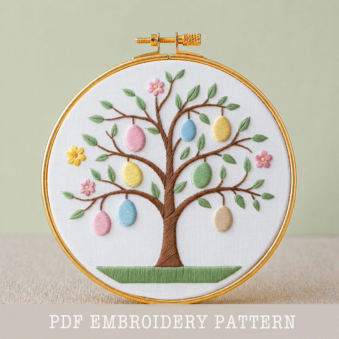 Easter Egg Tree Hand Embroidery Pattern: Spring Hoop Art (PDF Pattern ...