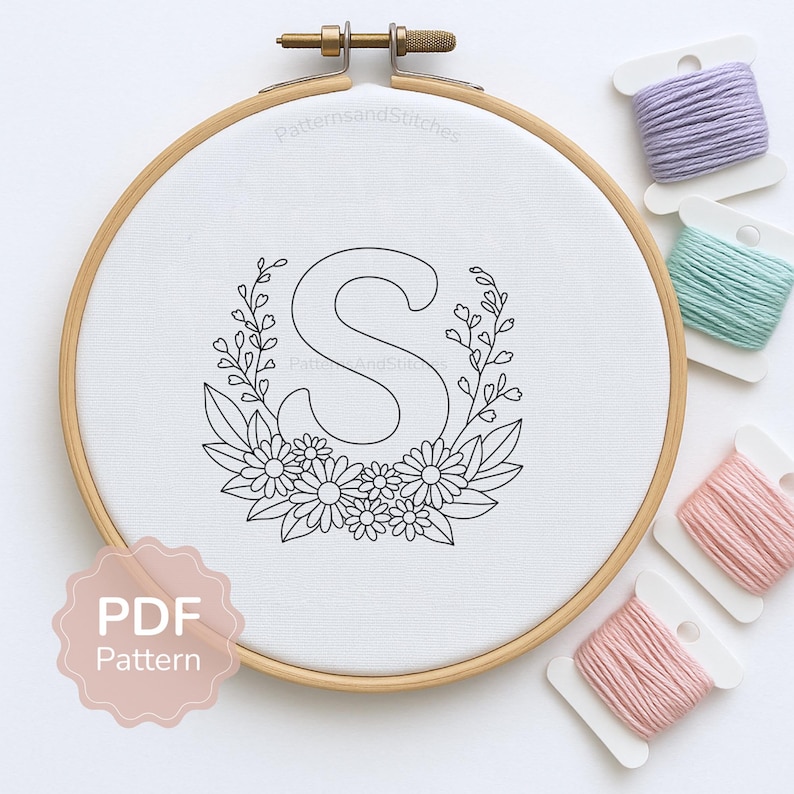 Hand Embroidery Floral Letters Pattern PDF Full Alphabet Floral Design ...