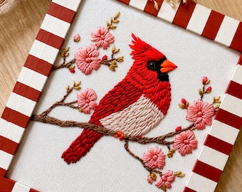 Broderimönster för vårkardinaler: Nybörjare DIY (PDF)