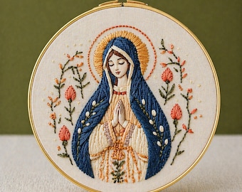 Virgin Mary Embroidery Pattern: DIY Church Decoration (PDF