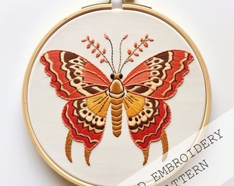 Aesthetic Butterfly Embroidery Pattern, Ornamental Embroidery Whimsical Embroidery Pattern, Insect Embroidery Design, Fantasy Embroidery art