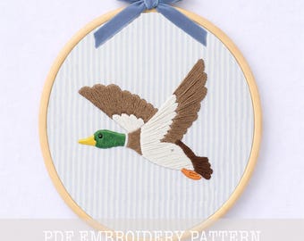 Mallard Duck Embroidery PDF Pattern Digital Download Beginner Friendly Bird Hoop Art Nature Wall Art Duck Hunter Gift Printable Template