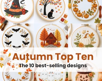 Autumn Embroidery Pattern BUNDLE: TOP10 Designs, 6 Sizes (PDF Download
