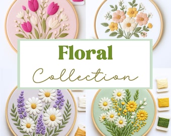 Floral Embroidery Pattern Bundle: All Current & Future Designs, hoop art (instant Download)