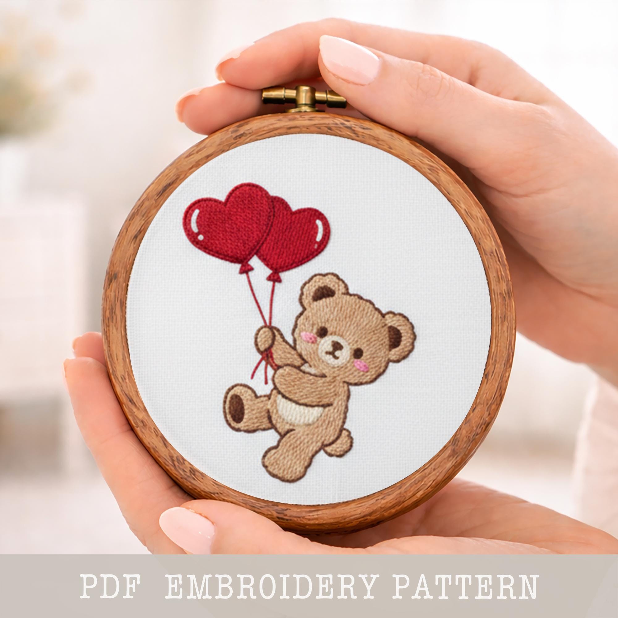 Lovebear Embroidery Pattern | Valentine Hand Embroidery Design - Etsy