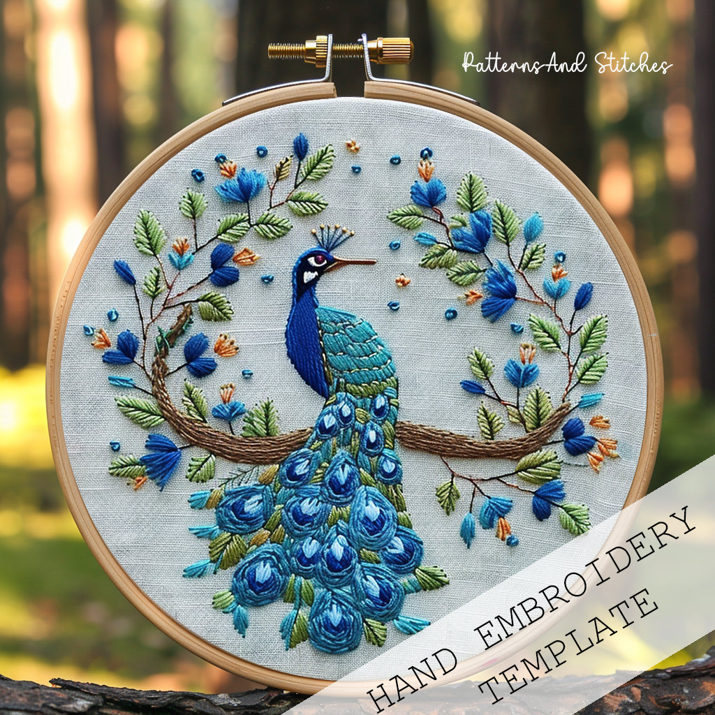 孔雀の刺繍パターン：流行のDIY鳥デザイン、クリエイティブなギフト