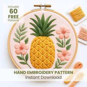 Motif de broderie ananas tropical : art fruitier à faire soi-même, décoration de cuisine (téléchargement PDF)