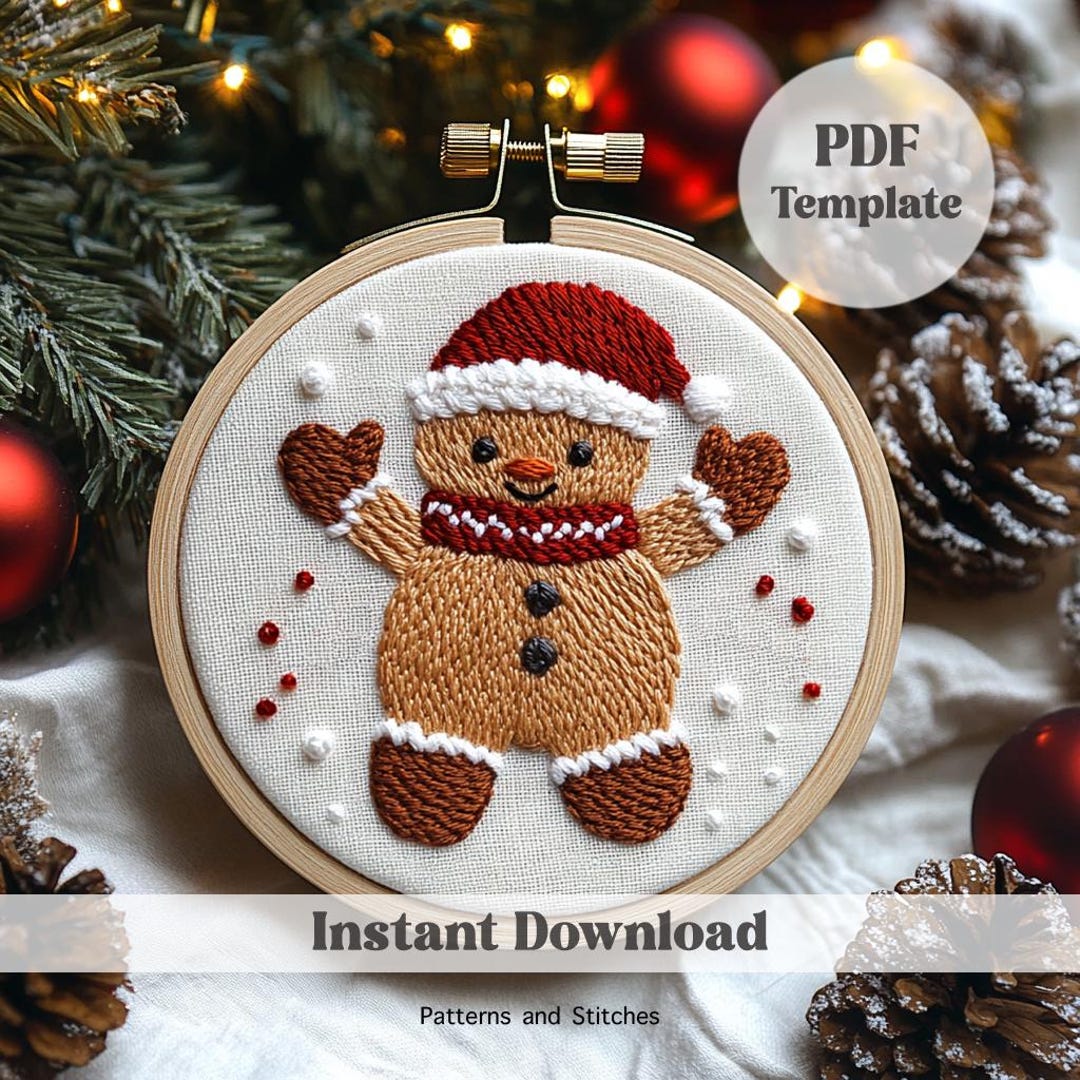 Sweet Gingerbread Man Embroidery Pattern, Christmas Decor, Beginner ...