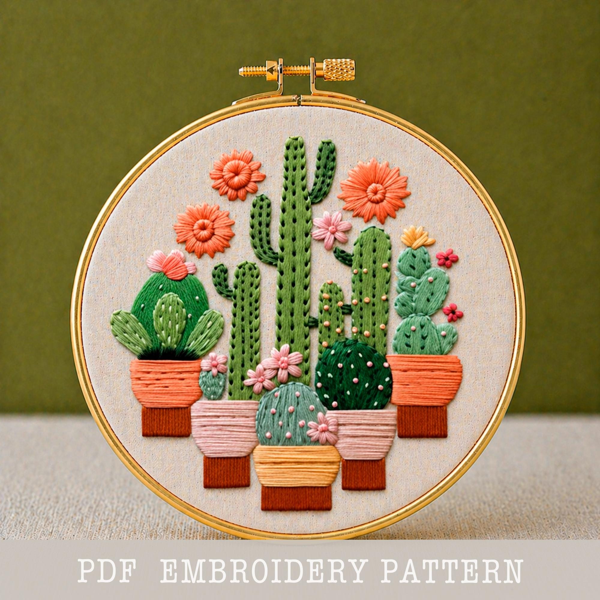 Succulent Embroidery Pattern: Boho Cactus Garden, Needlecraft (PDF Pattern)  - Etsy