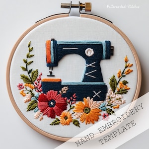 Naaimachine borduren, pdf-patroon, naaien borduurontwerp, naaien borduurring, cadeau voor naailiefhebber, naaien ambachten, cadeau voor moeder
