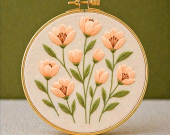 Patrón de bordado de flores silvestres en PDF, descarga instantánea, seis tamaños, apto para principiantes, arte en aro de pradera, bordado botánico imprimible, archivo de primavera