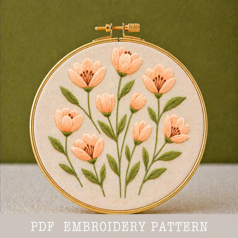 Wildflower Embroidery Pattern PDF Instant Download Six Sizes Beginner ...