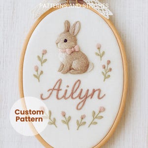 Baby Name Embroidery Hoop, Cute Bunny, Hand Embroidery, Custom Baby Gift, Birth Announcement, Baby Shower Gift, Gender Reveal, Nursery Decor