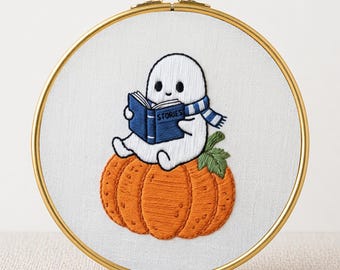 Borduurpatroon spook, Halloween-knutsels, leeshoekdecor (pdf-patroon)