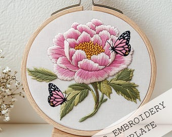 Broderie Vintage 1992 Bucilla Crewel Papillons Et Fleurs Roses, Encadrée Sans Verre - FINIE