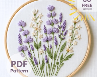 Floral Bouquet Embroidery Pattern: Beginner Friendly Template (PDF Download, 6 Sizes)