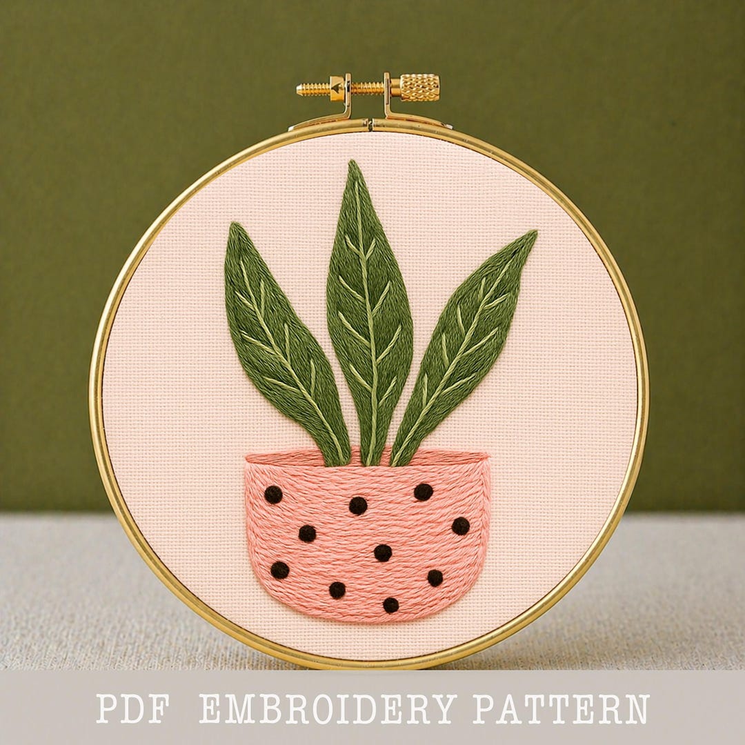 Potted Plant Hand Embroidery Pattern, Botanical Hoop Art (instant ...