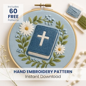 Religious Hand Embroidery Pattern, Floral Bible Hand Embroidery Design, Catholic Hand Embroidery, Faith Hand Embroidery, Hand Embroidery PDF