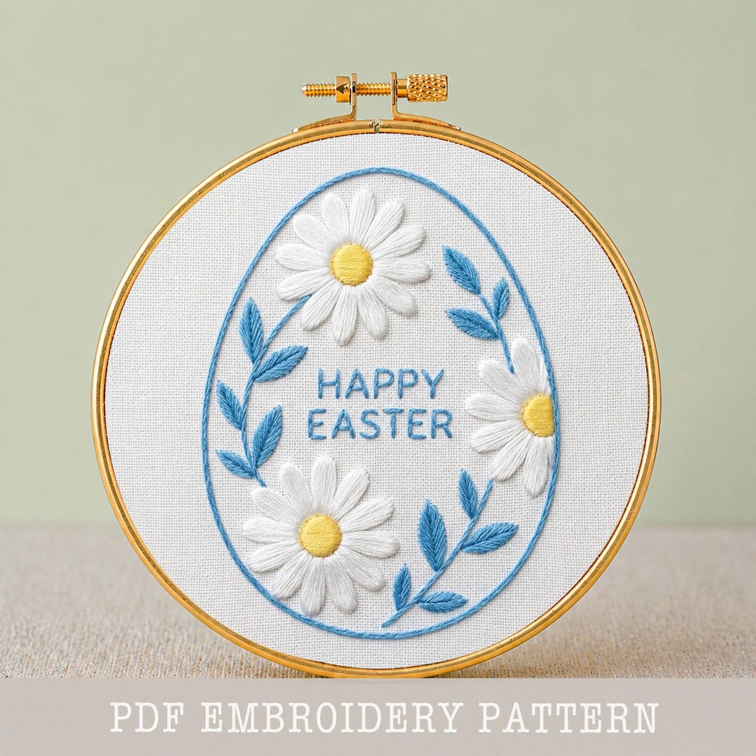 Daisies Easter Egg Embroidery Pattern PDF Floral Hoop Art Beginner ...