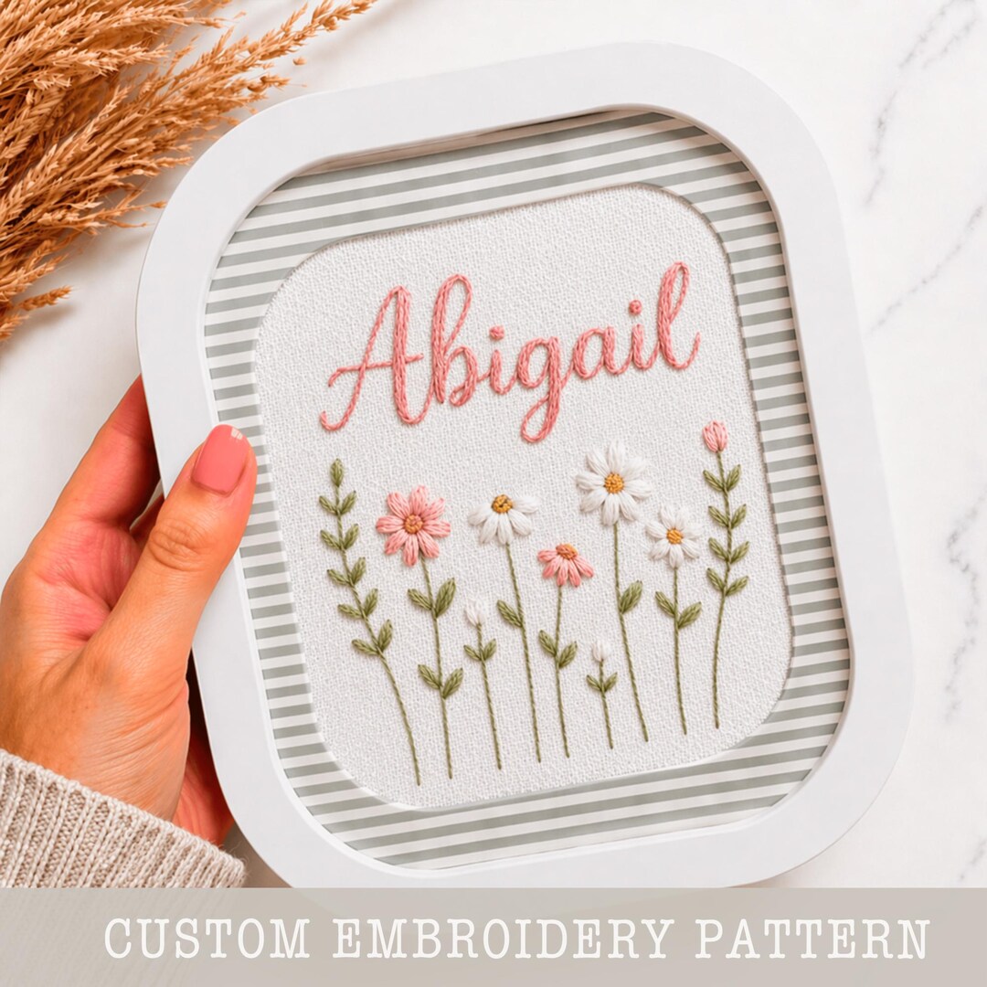 Personalized Name Pattern Floral Name Embroidery Pattern PDF | Beginner Embroidery Pattern ...