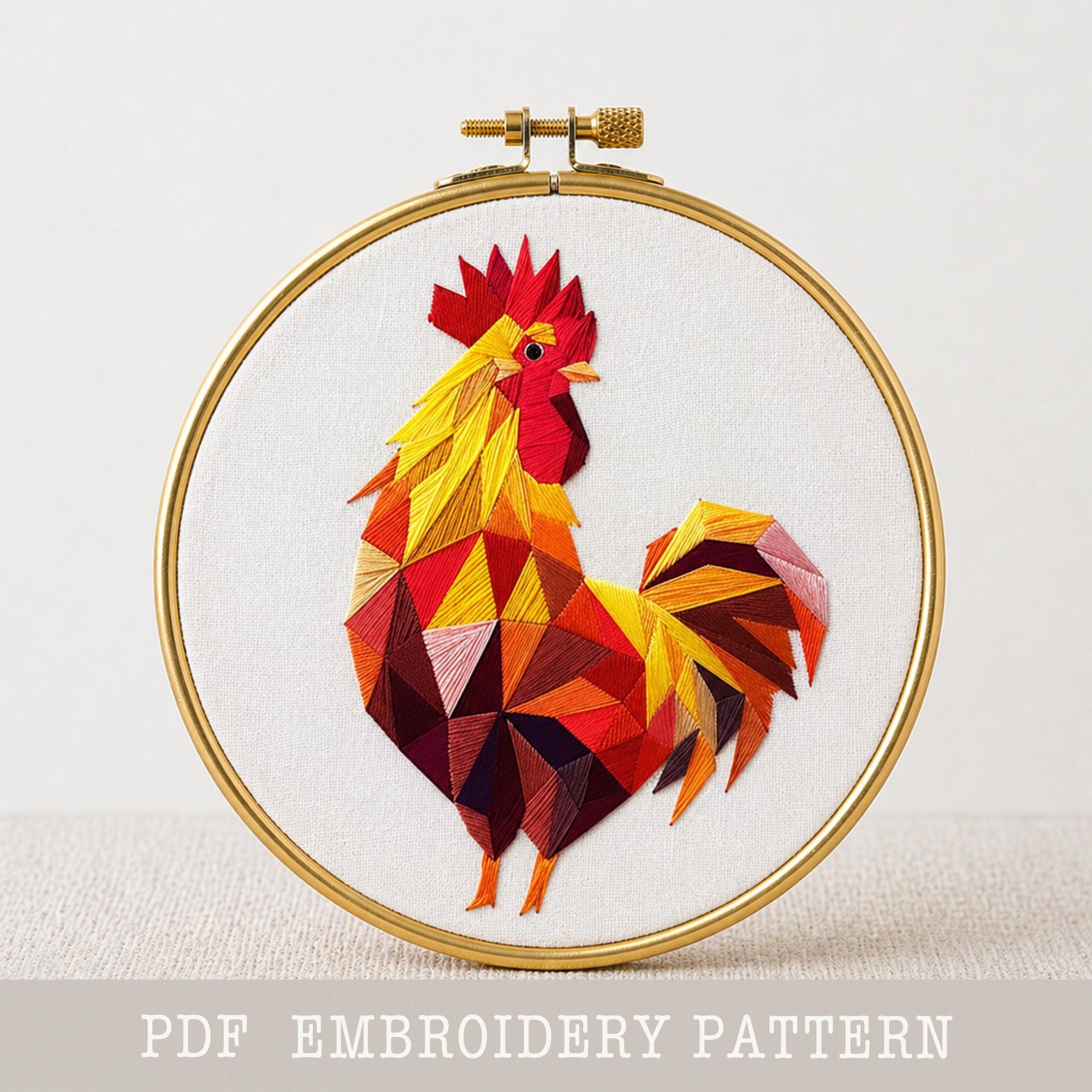 トップス GAKKIN ROOSTER LEGS EMBROIDERY Colorful Geometric Chicken Embroidery Pattern: Beginner Hen