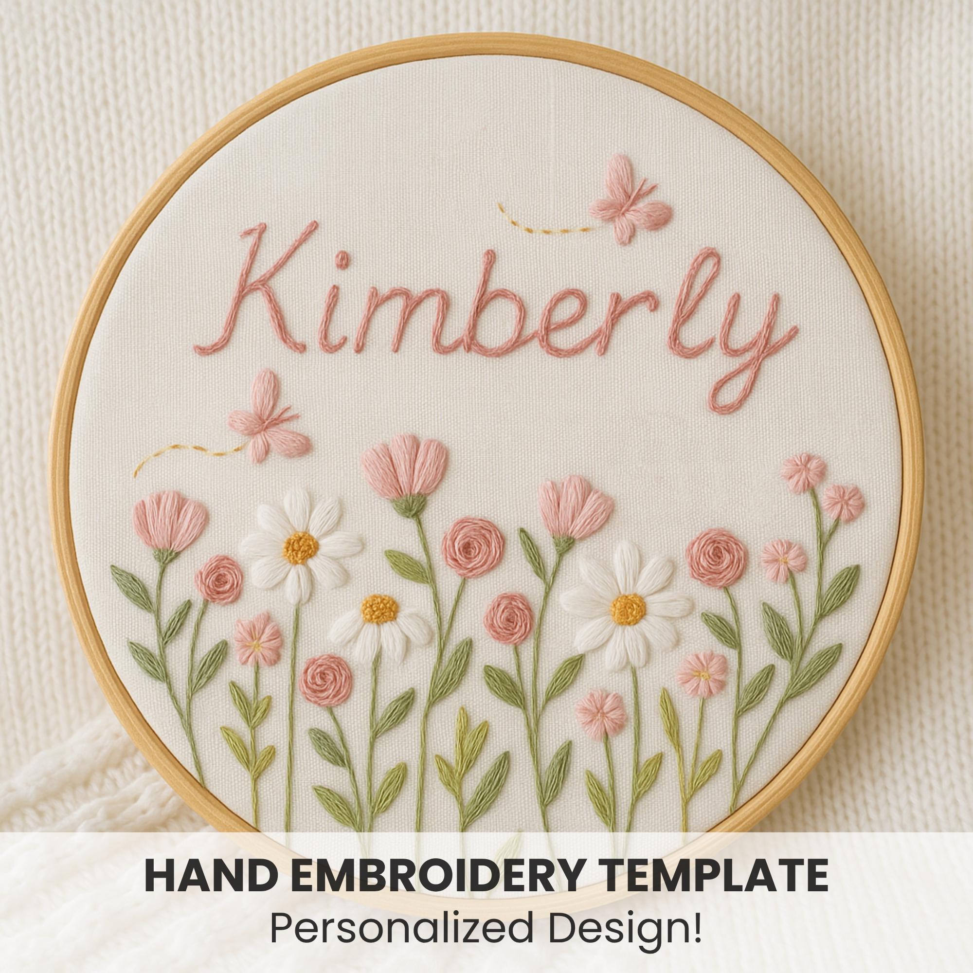 Personalized Name Pattern Personalized Floral Name Embroidery Pattern: DIY Baby Nursery Decor ...