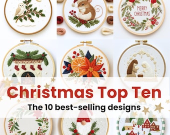 Christmas Embroidery Pattern BUNDLE: Top 10 Festive Designs (PDF Pattern)
