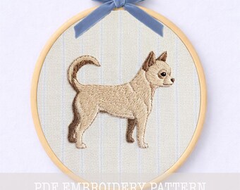 Chihuahua Embroidery Pattern PDF Digital Download Small Dog Hoop Art Pet Portrait Beginner Friendly Hand Embroidery Printable PDF