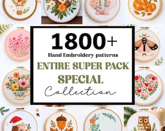 1700+ Embroidery Pattern Shop Bundle: All Current & Future Designs, lifetime access (PDF)