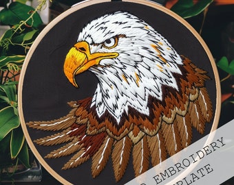 アメリカンイーグル刺繍パターン：初心者向けの鳥のデザイン、ニードル