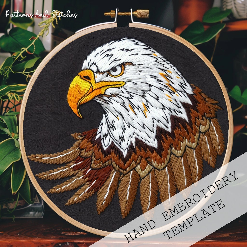 American Eagle Embroidery Pattern: Beginner Friendly Bird Design
