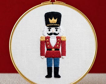 Nutcracker Embroidery Pattern, Christmas Ornament, Holiday Decor, instant download, Beginner Friendly, Holiday Wall Art, Toy Soldier Ballet