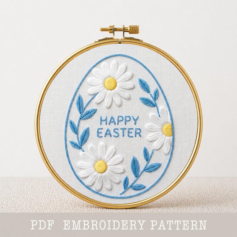 Daisies Easter Egg Embroidery Pattern PDF Floral Hoop Art Beginner ...
