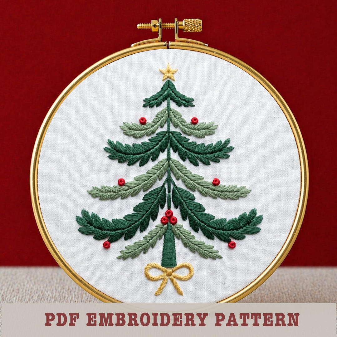 Folk Christmas Tree Hand Embroidery Pattern, Home Decor (PDF Pattern ...