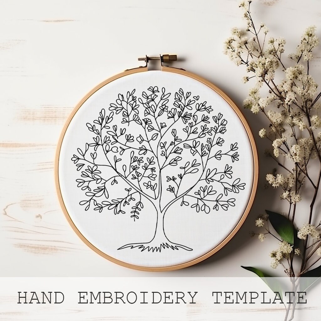 Tree of Life Embroidery Pattern Download PDF, Botanical Embroidery ...