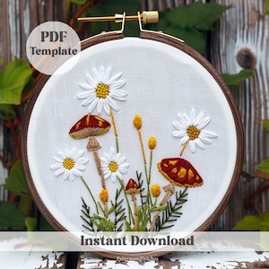 Mushrooms embroidery, Embroidery trendy, Hand embroidery, autumn crafts, DIY gifts, DIY Cottage core Embroidery,DIY Mushroom core Embroidery