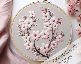 cherryオーダーページ Cherry Blossom Embroidery Pattern: Floral Sakura DIY (PDF) - Etsy