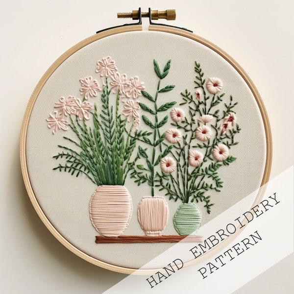 Let It Grow Plant Embroidery, DIY Embroidery, Flowers embroidery, Botanical embroidery, Botanical Art, Easter Embroidery, Gardening pattern