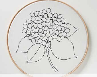 Hydrangea Flower Embroidery, Hand Embroidery, Floral Flower