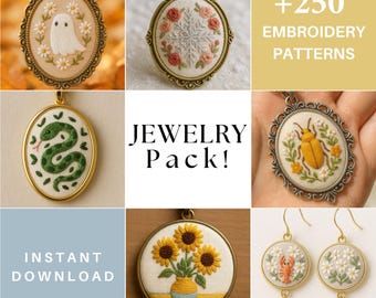 Paquete con más de 250 patrones de bordado para joyería: todos los diseños actuales y futuros, acceso de por vida (PDF).