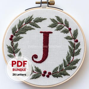 Letras do alfabeto de Natal Padrão de bordado, padrão de alfabeto, Padrão de bordado, Arquivo digital, Bordado de Natal, Guirlanda de Natal