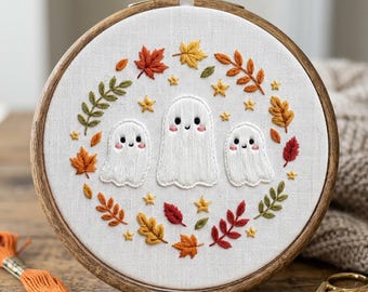 Ghost Embroidery Pattern, Spooky Halloween Art (PDF Pattern) + 60 FREE Patterns