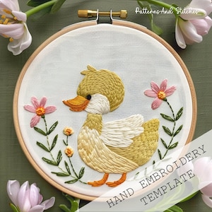 Farm Duck Hand Embroidery template, Duckling Pattern, Bird Pattern, Hand Embroidery, DIY Embroidery,Wildlife Embroidery, creative embroidery