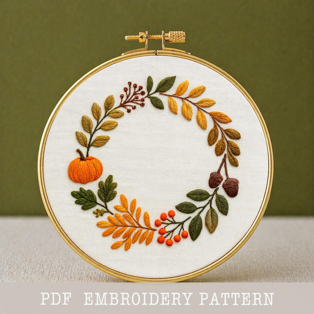 Pumpkin Embroidery Pattern PDF Autumn Fall Digital Download Beginner ...