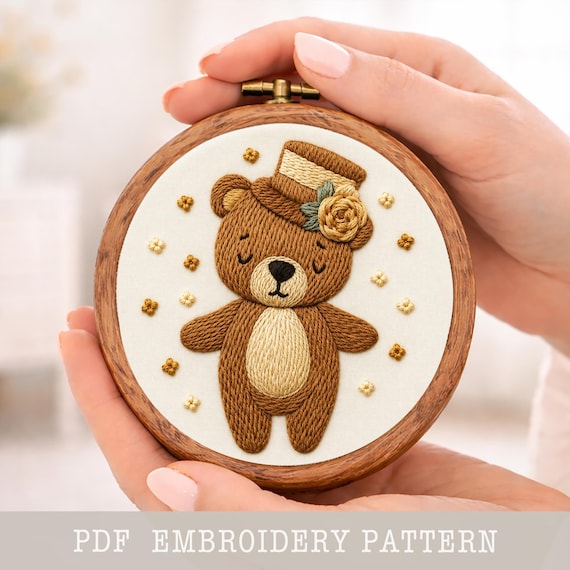 Teddy Bear Embroidery Pattern: Circus Woodland Design, Nursery